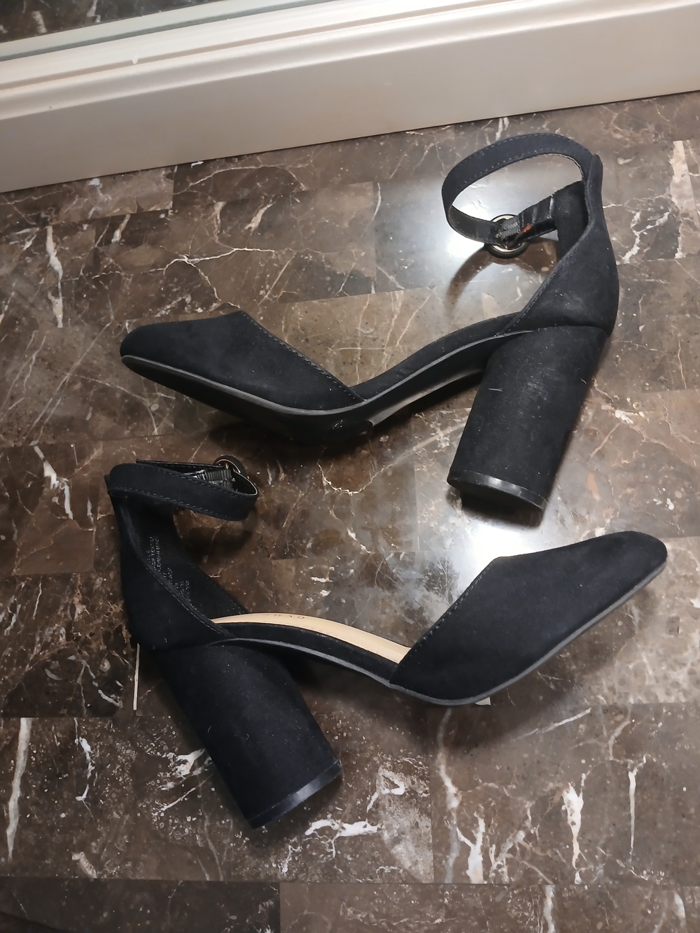 Classic Black Ankle-Strap Block Heels - Picture 6 of 10
